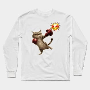 Boxing Cat Boxer Funny Cat Graphic Long Sleeve T-Shirt